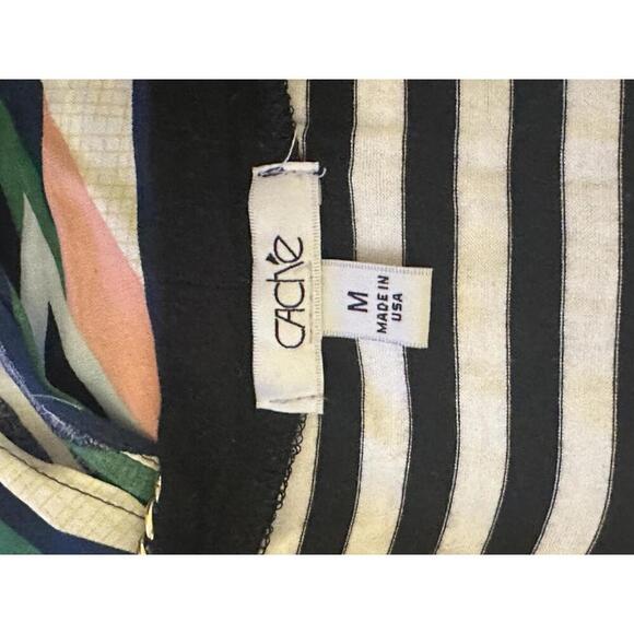 Vintage Cache black/white striped w/ gold chain detail racerback tank top Size M - Picture 7 of 7
